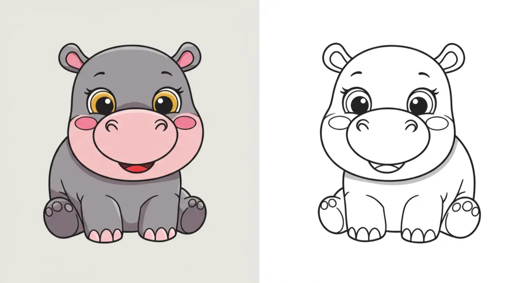 Free Hippo Coloring Pages (Printable PDF for Kids)